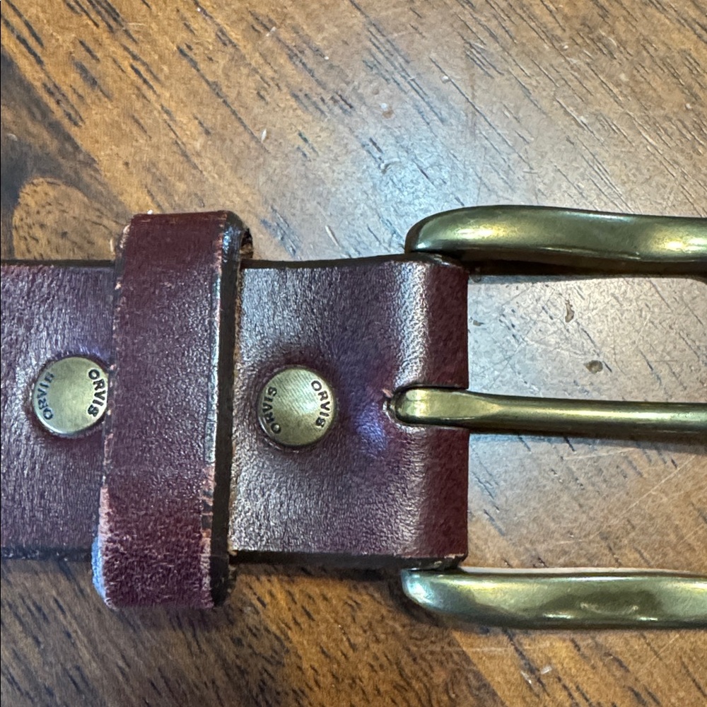 Orvis Men’s Brown Leather Belt with Brass Buckle – Size 34 - Picture 4 of 10
